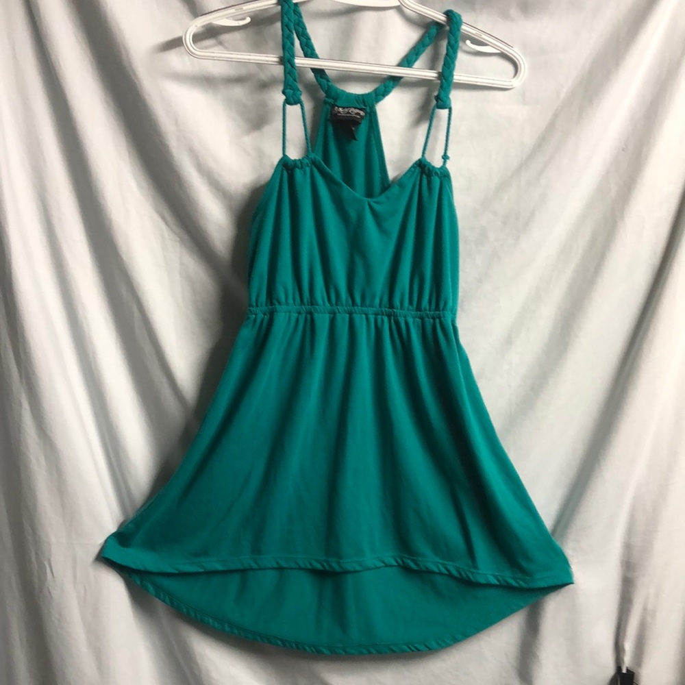 Green blue teal turquoise long tank top medium